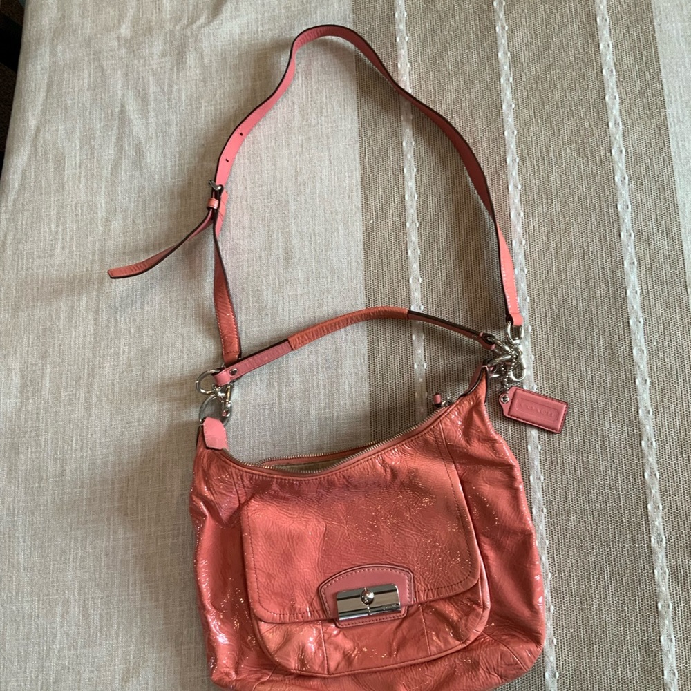 COACH Salmon Patent Hobo Bag